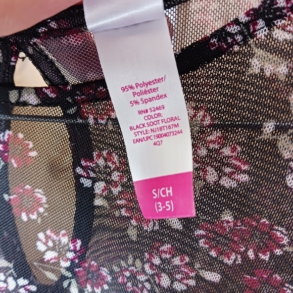 No Boundries Black Sheer Floral Chiffon Top Size Small - Picture 7 of 9